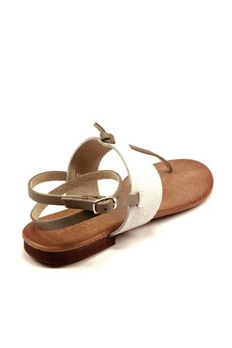 Sandalo Camoscio Bianco Pelle Grigio